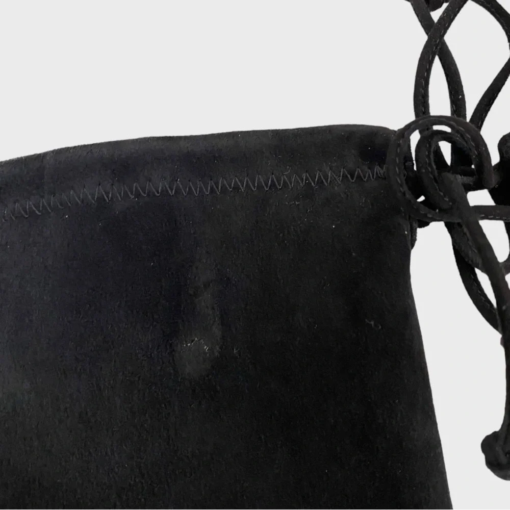 Stuart Weitzman Black Suede Leather Over the Knee Highland Boots Size 5.5
